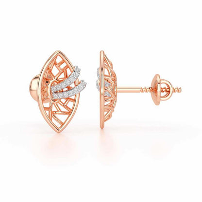 Enchantment Silver Stud Earrings - Rose Gold - Image 4