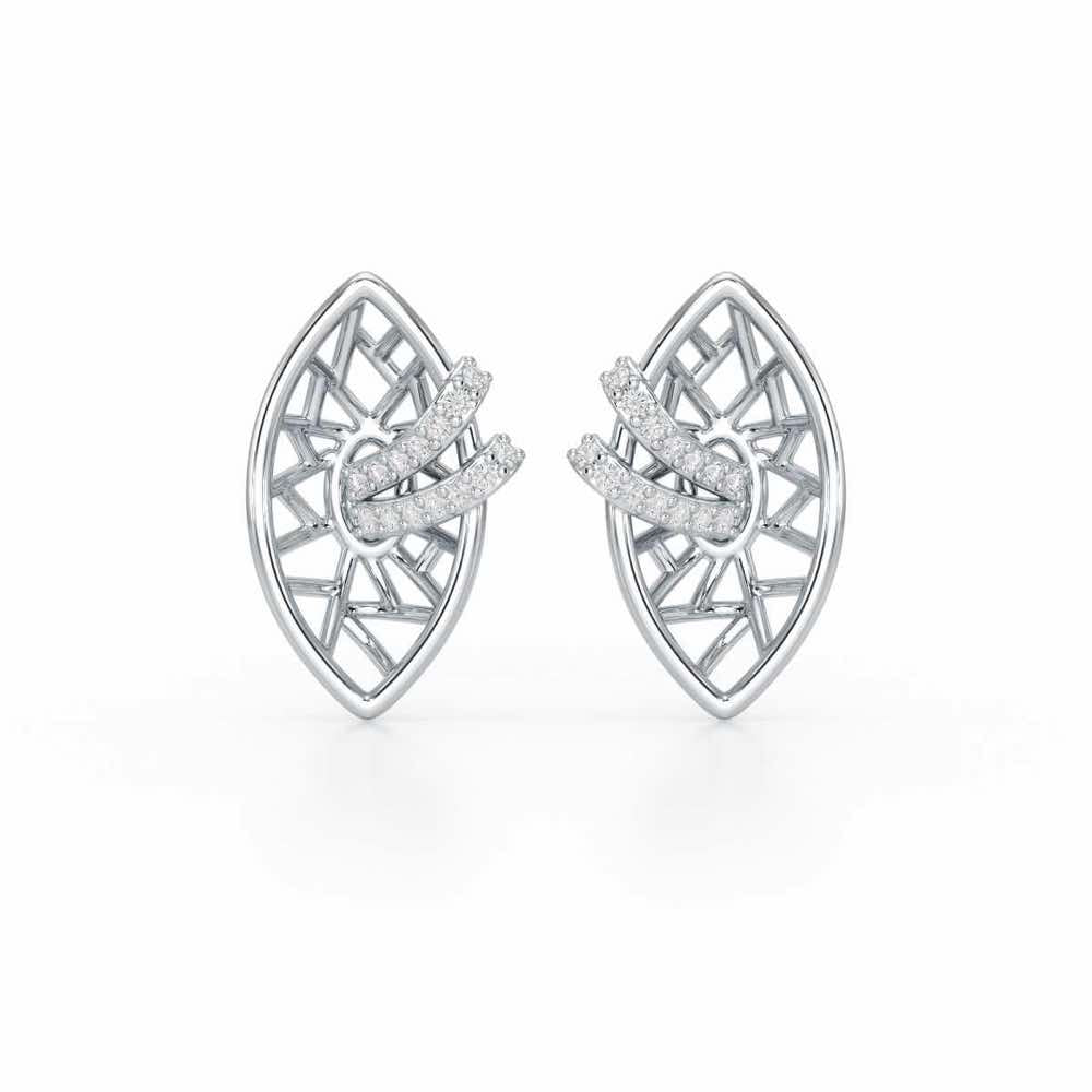 Enchantment Silver Stud Earrings - White Gold - Image 1