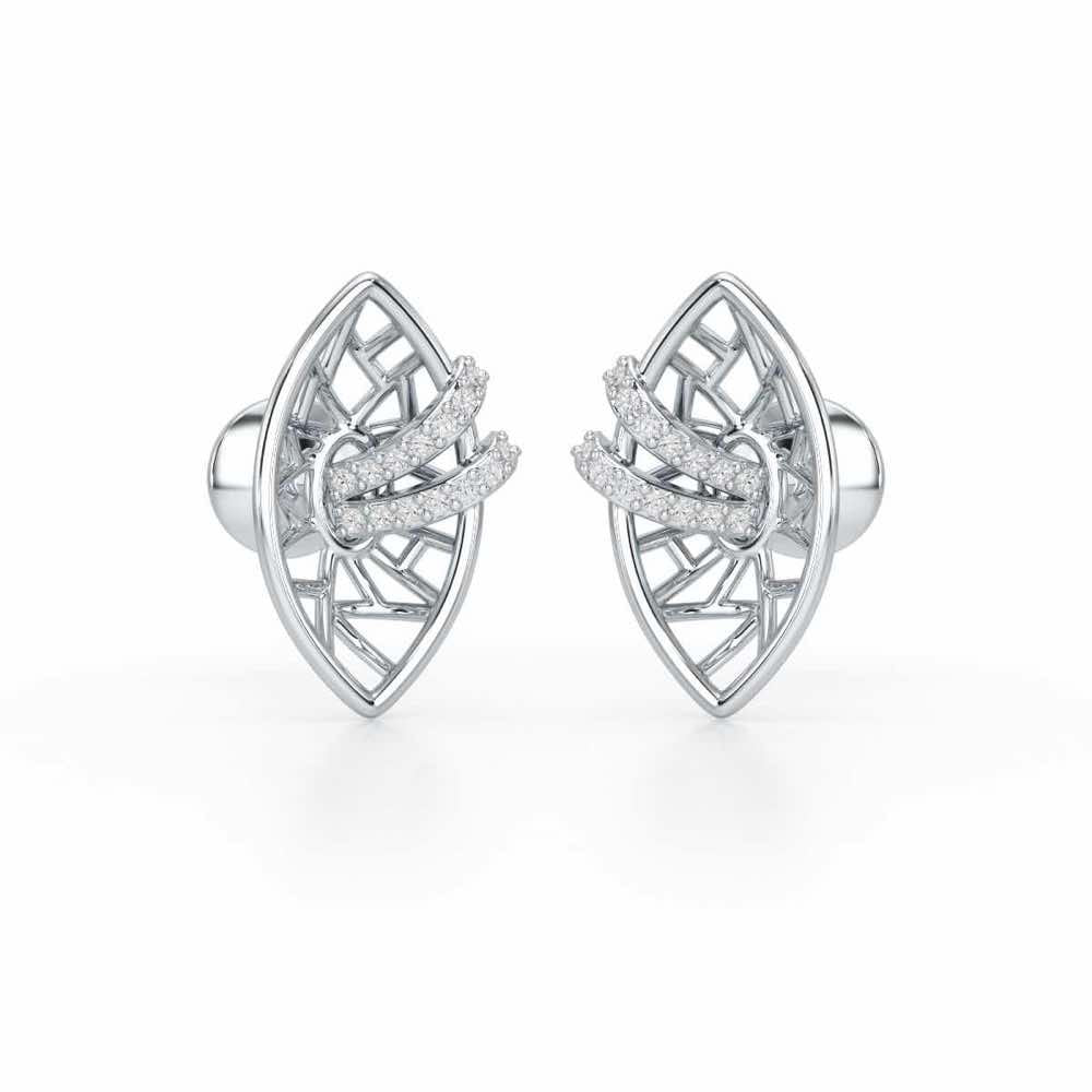 Enchantment Silver Stud Earrings - White Gold - Image 2