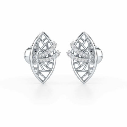 Enchantment Silver Stud Earrings - White Gold - Image 2