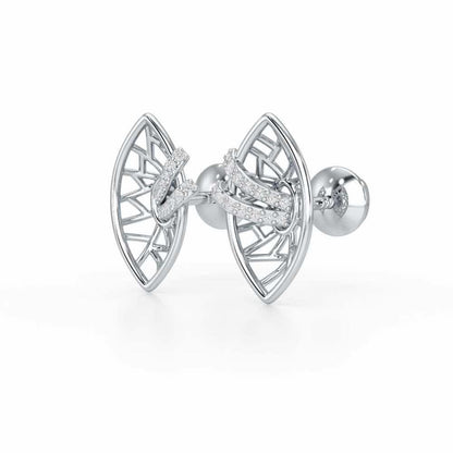 Enchantment Silver Stud Earrings - White Gold - Image 3
