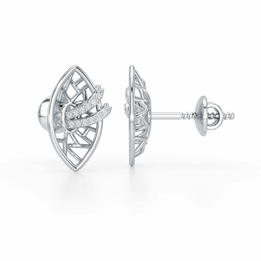 Enchantment Silver Stud Earrings - White Gold - Image 4