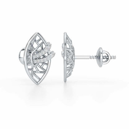 Enchantment Silver Stud Earrings - White Gold - Image 4