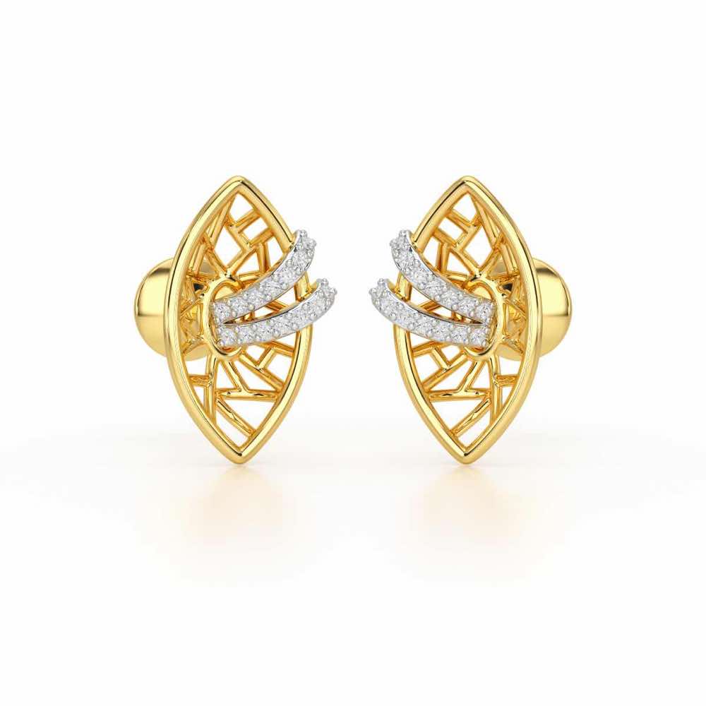 Enchantment Silver Stud Earrings - Yellow Gold - Image 2