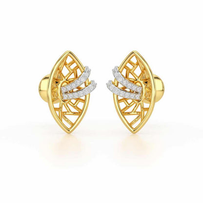 Enchantment Silver Stud Earrings - Yellow Gold - Image 2
