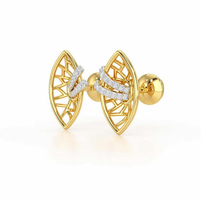 Enchantment Silver Stud Earrings - Yellow Gold - Image 3