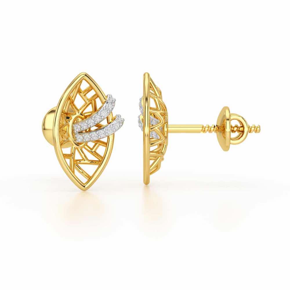 Enchantment Silver Stud Earrings - Yellow Gold - Image 4