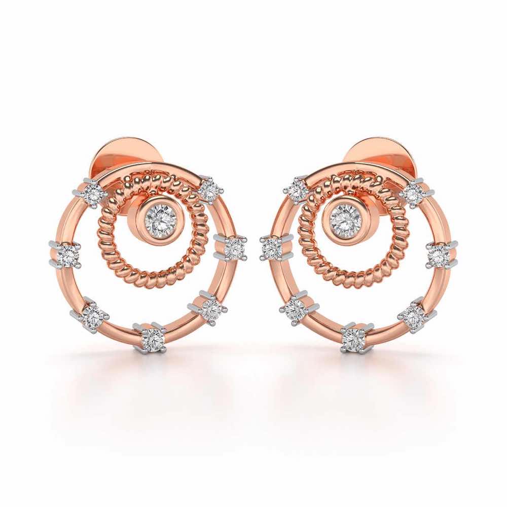 Encircled Charm Silver Studs - Rose Gold - Image 1