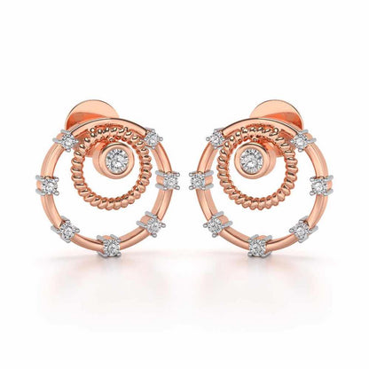 Encircled Charm Silver Studs - Rose Gold - Image 1