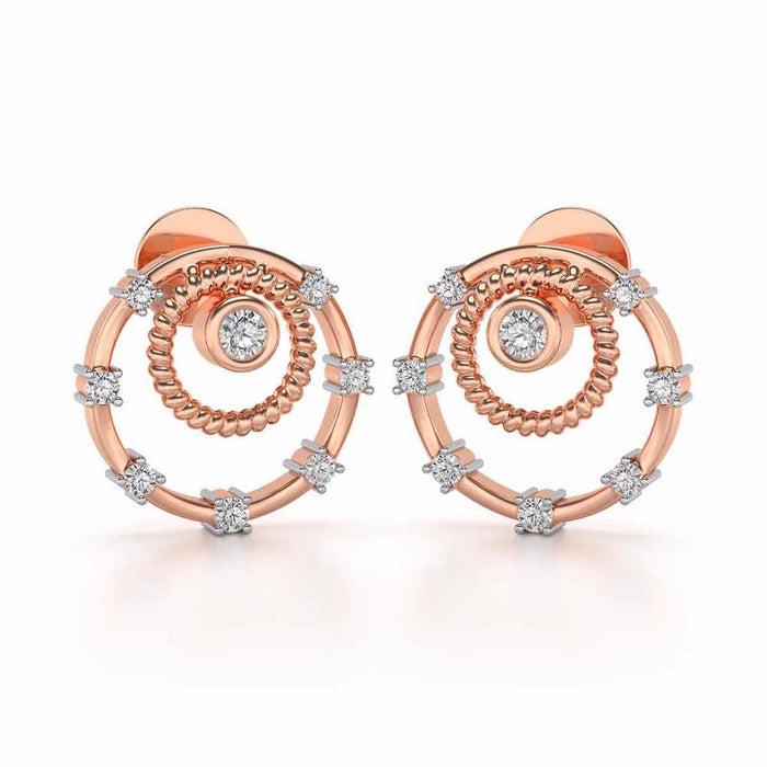 Encircled Charm Silver Studs - Rose Gold - Image 1