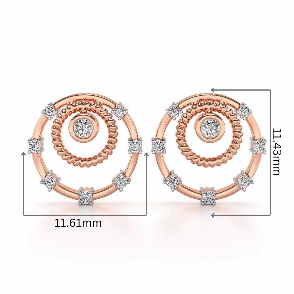 Encircled Charm Silver Studs - Rose Gold - Image 2