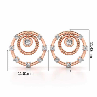 Encircled Charm Silver Studs - Rose Gold - Image 2