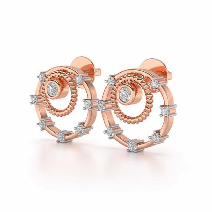 Encircled Charm Silver Studs - Rose Gold - Image 3