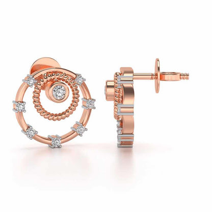 Encircled Charm Silver Studs - Rose Gold - Image 4