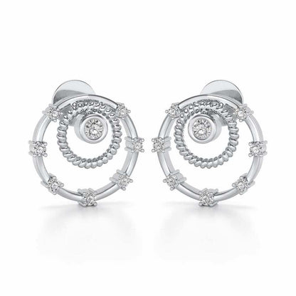 Encircled Charm Silver Studs - White Gold - Image 1