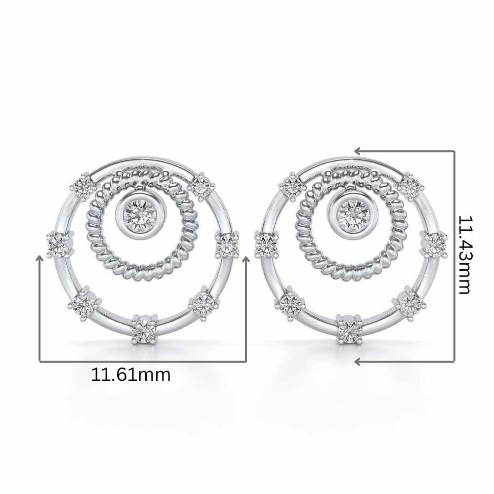 Encircled Charm Silver Studs - White Gold - Image 2
