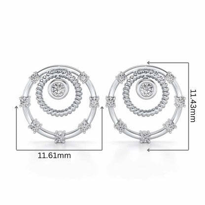 Encircled Charm Silver Studs - White Gold - Image 2