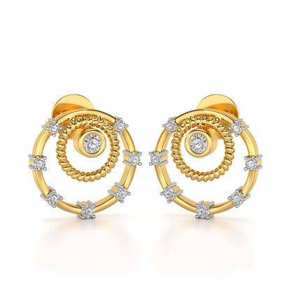 Encircled Charm Silver Studs - Yellow Gold - Image 1