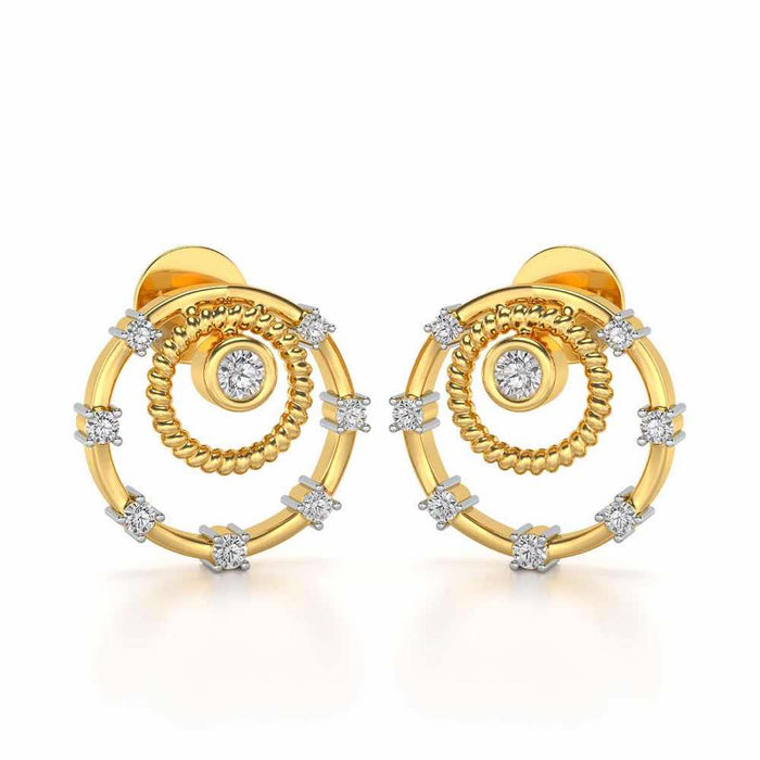 Encircled Charm Silver Studs - Yellow Gold - Image 1