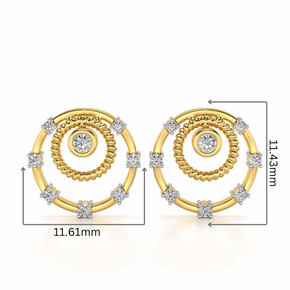Encircled Charm Silver Studs - Yellow Gold - Image 2
