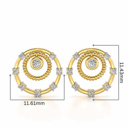 Encircled Charm Silver Studs - Yellow Gold - Image 2
