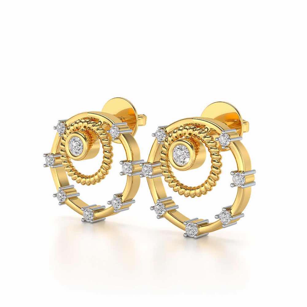 Encircled Charm Silver Studs - Yellow Gold - Image 3