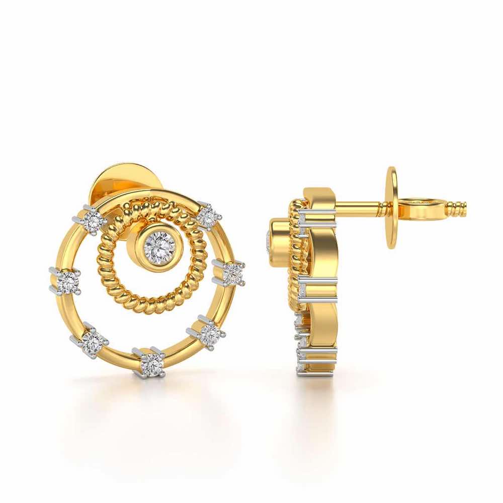 Encircled Charm Silver Studs - Yellow Gold - Image 4