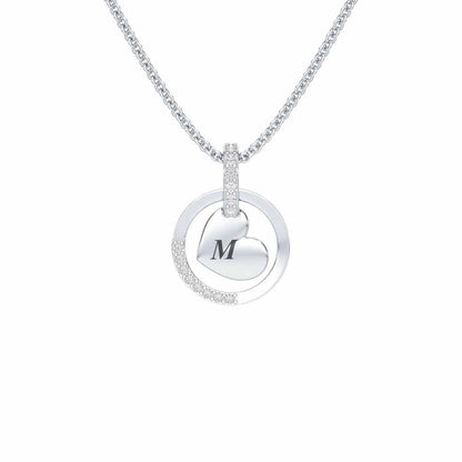 Enclosed Heart Silver Pendant - White Gold - Image 1