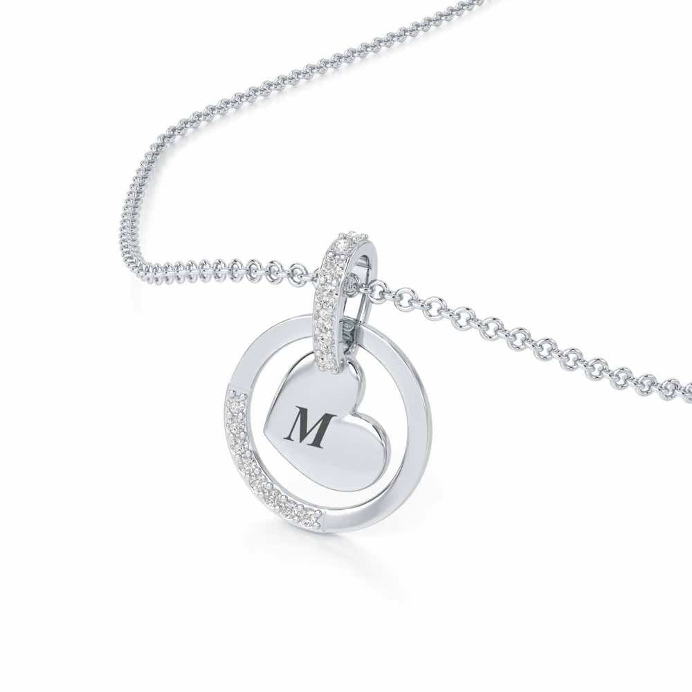 Enclosed Heart Silver Pendant - White Gold - Image 2