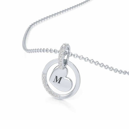 Enclosed Heart Silver Pendant - White Gold - Image 2