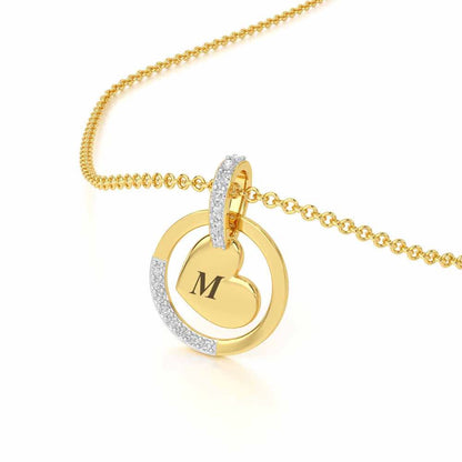 Enclosed Heart Silver Pendant - Yellow Gold - Image 2