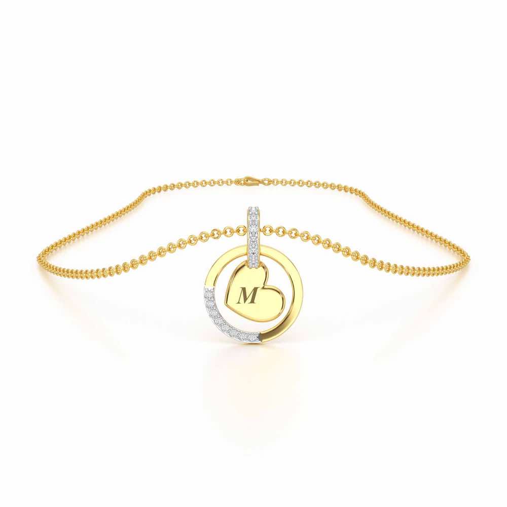 Enclosed Heart Silver Pendant - Yellow Gold - Image 3