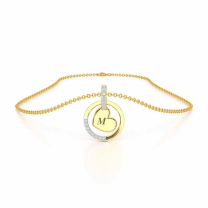 Enclosed Heart Silver Pendant - Yellow Gold - Image 3