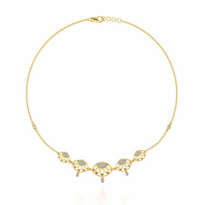 Enclosed Sunflower Silver Necklace - Yellow Gold - Image 3
