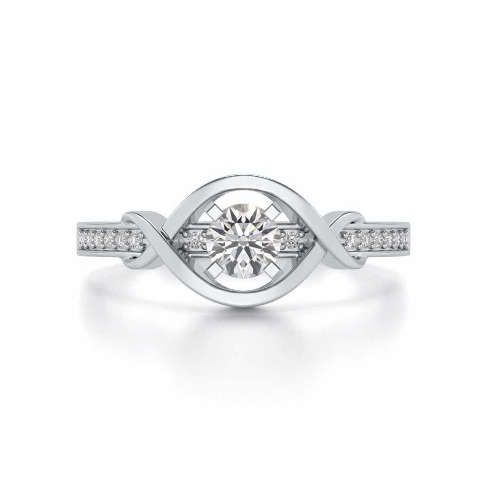 Endless desire Solitaire Silver Ring - White Gold - Image 4