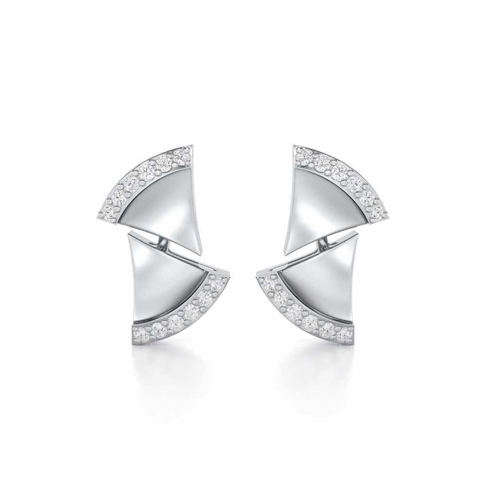 Energetic Resonance Silver Earrings - White Gold - Image 1