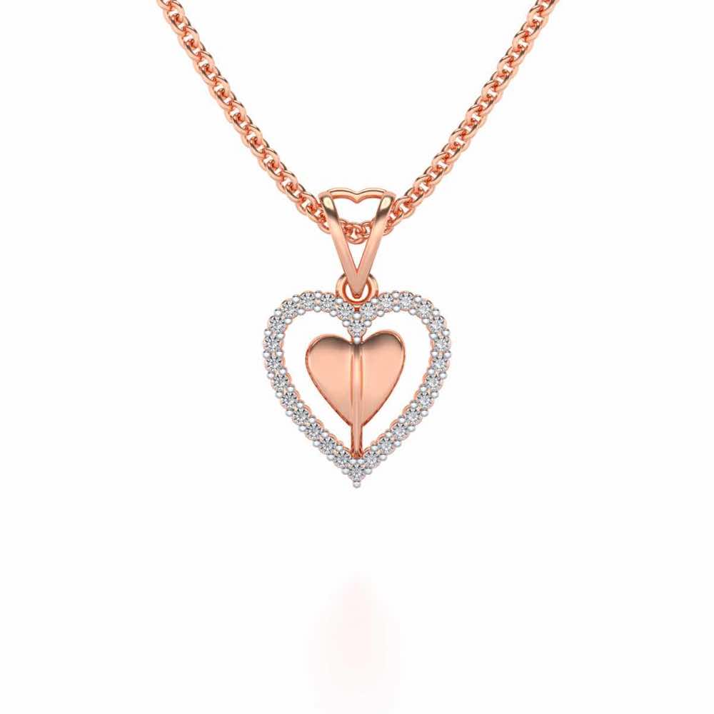 Engraved Heart Silver Pendant - Rose Gold - Image 1