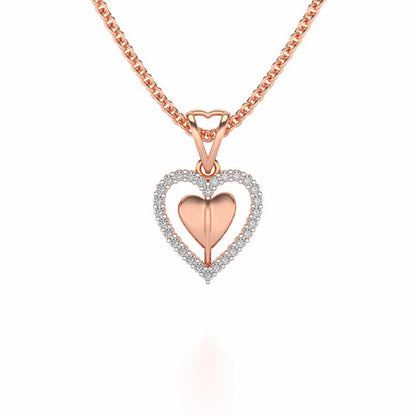 Engraved Heart Silver Pendant - Rose Gold - Image 1