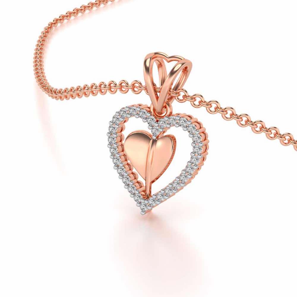 Engraved Heart Silver Pendant - Rose Gold - Image 2