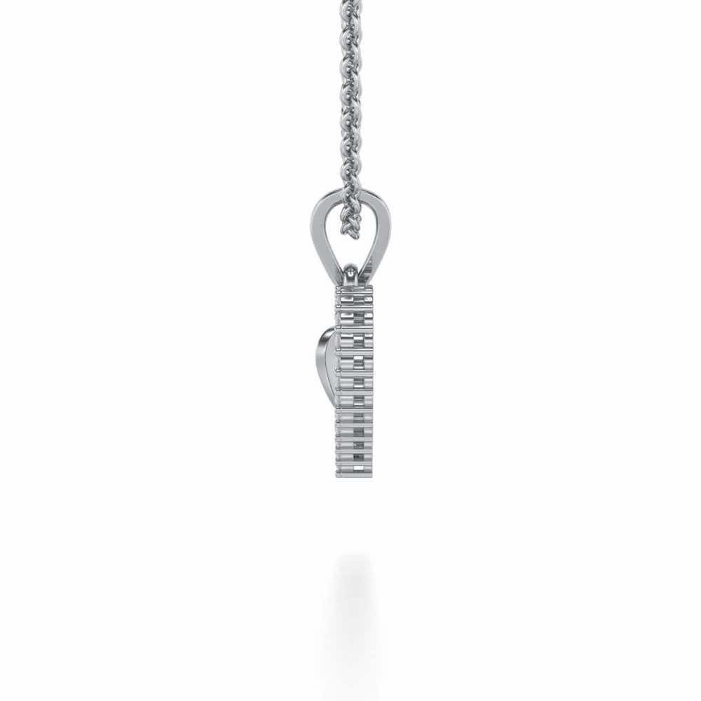 Engraved Heart Silver Pendant - White Gold - Image 3