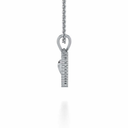 Engraved Heart Silver Pendant - White Gold - Image 3