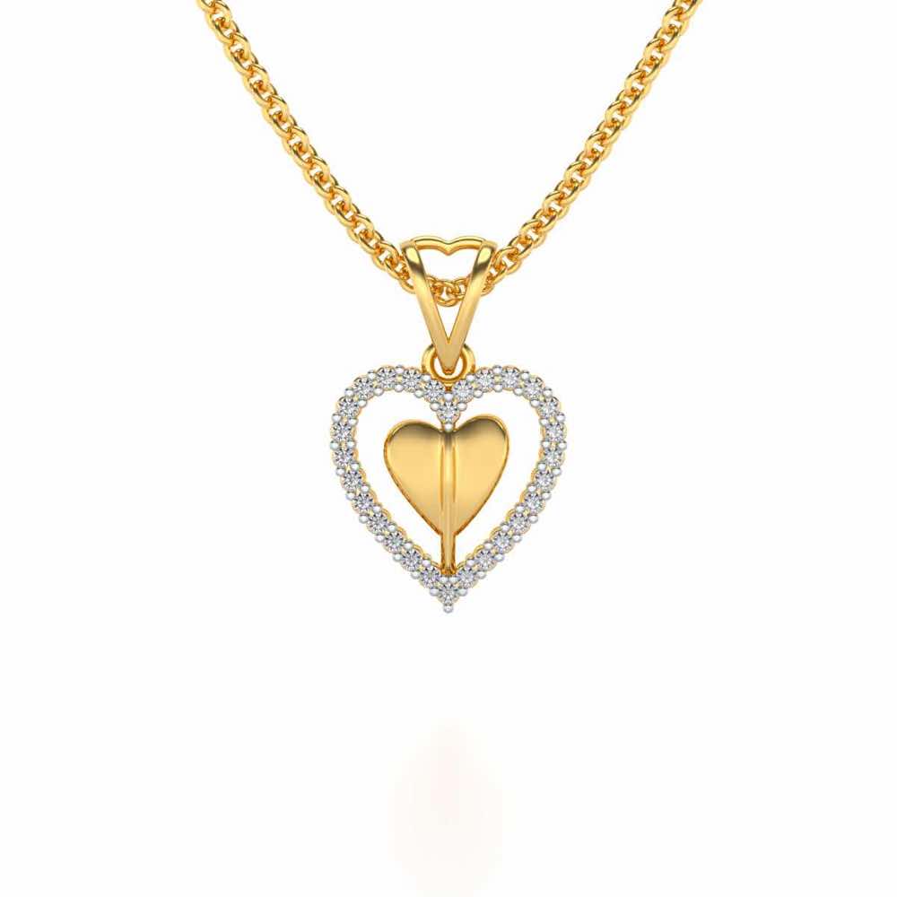 Engraved Heart Silver Pendant - Yellow Gold - Image 1
