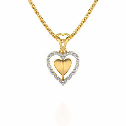 Engraved Heart Silver Pendant - Yellow Gold - Image 1