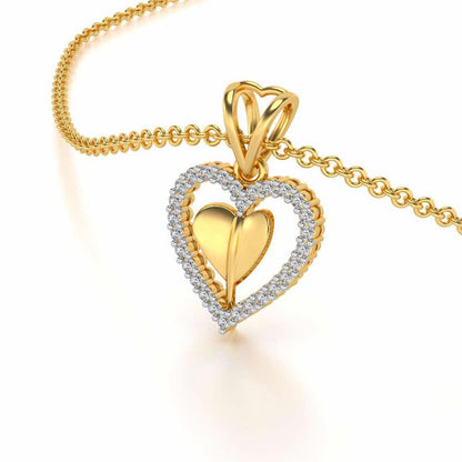 Engraved Heart Silver Pendant - Yellow Gold - Image 2