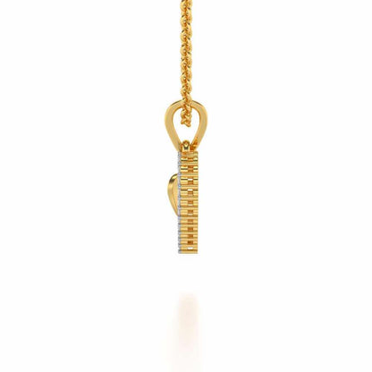 Engraved Heart Silver Pendant - Yellow Gold - Image 3