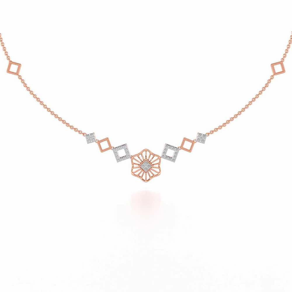 Enigmatic Bloom Silver Necklace - Rose Gold - Image 2