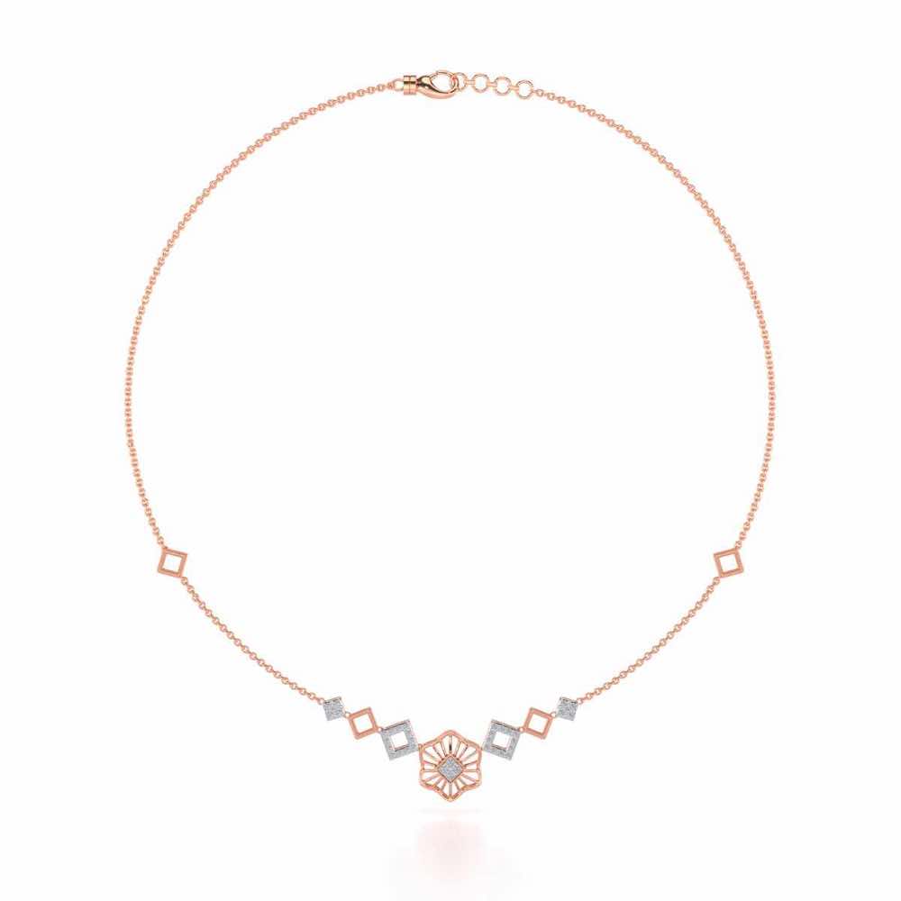 Enigmatic Bloom Silver Necklace - Rose Gold - Image 3