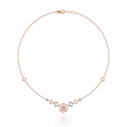 Enigmatic Bloom Silver Necklace - Rose Gold - Image 3