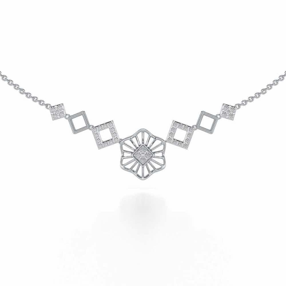 Enigmatic Bloom Silver Necklace - White Gold - Image 1