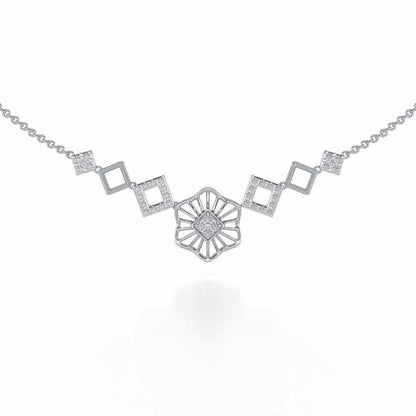 Enigmatic Bloom Silver Necklace - White Gold - Image 1